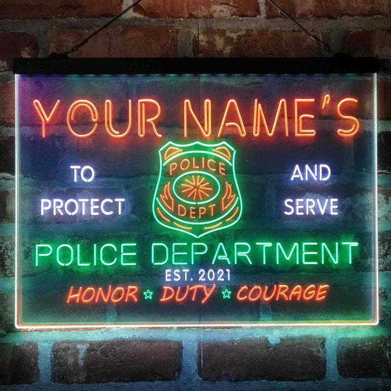 Personalized Police Department Deluxe App-Enabled 3-Color LED Light Sign - LED Gift Works