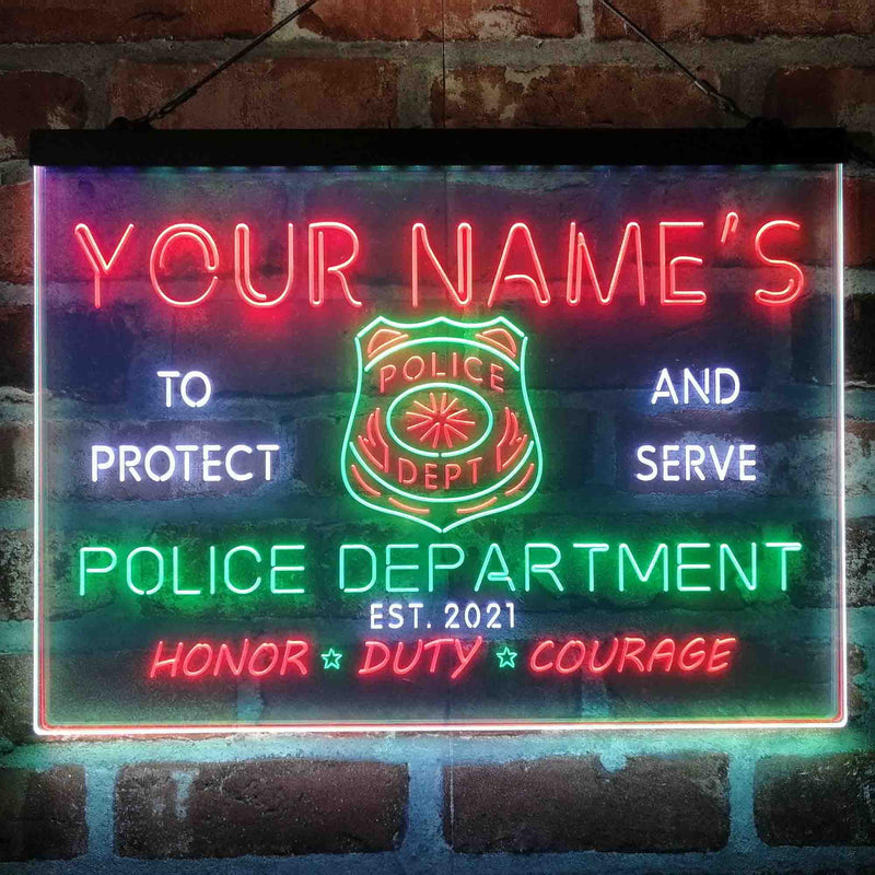 Personalized Police Department Deluxe App-Enabled 3-Color LED Light Sign - LED Gift Works