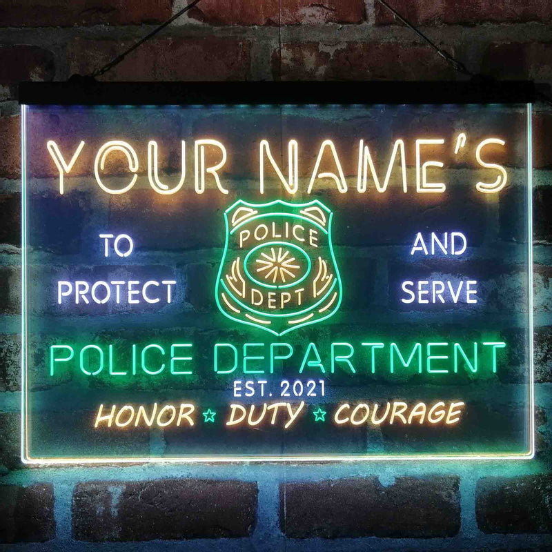 Personalized Police Department Deluxe App-Enabled 3-Color LED Light Sign - LED Gift Works