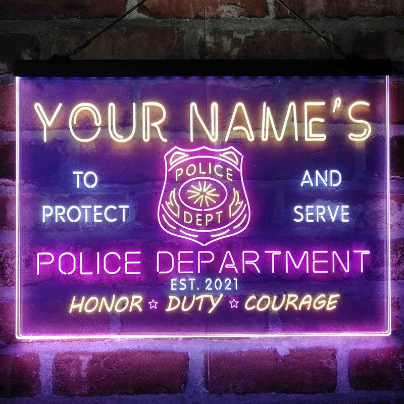 Personalized Police Department Deluxe App-Enabled 3-Color LED Light Sign - LED Gift Works
