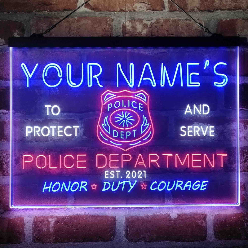 Personalized Police Department Deluxe App-Enabled 3-Color LED Light Sign - LED Gift Works