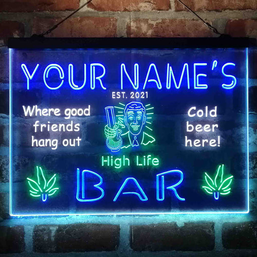 Personalized High Life Bar Deluxe App-Enabled 3-Color LED Light Sign - LED Gift Works