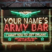 Personalized Army Bar Deluxe App-Enabled 3-Color LED Light Sign - LED Gift Works