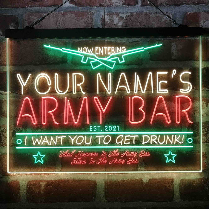 Personalized Army Bar Deluxe App-Enabled 3-Color LED Light Sign - Way Up Gifts