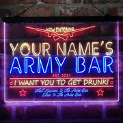 Personalized Army Bar Deluxe App-Enabled 3-Color LED Light Sign - LED Gift Works