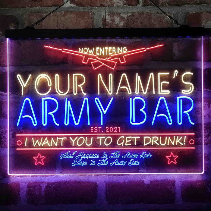 Personalized Army Bar Deluxe App-Enabled 3-Color LED Light Sign - Way Up Gifts