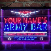 Personalized Army Bar Deluxe App-Enabled 3-Color LED Light Sign - LED Gift Works