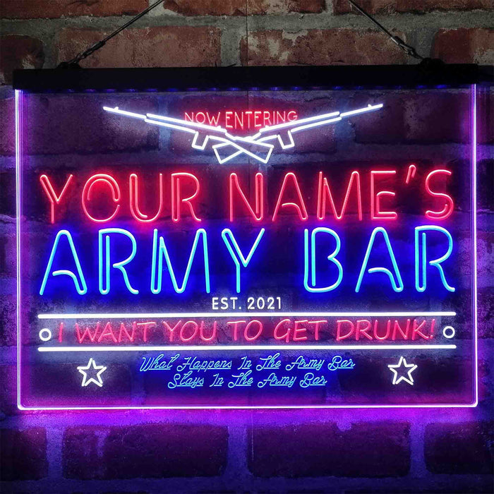 Personalized Army Bar Deluxe App-Enabled 3-Color LED Light Sign - Way Up Gifts