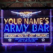 Personalized Army Bar Deluxe App-Enabled 3-Color LED Light Sign - LED Gift Works