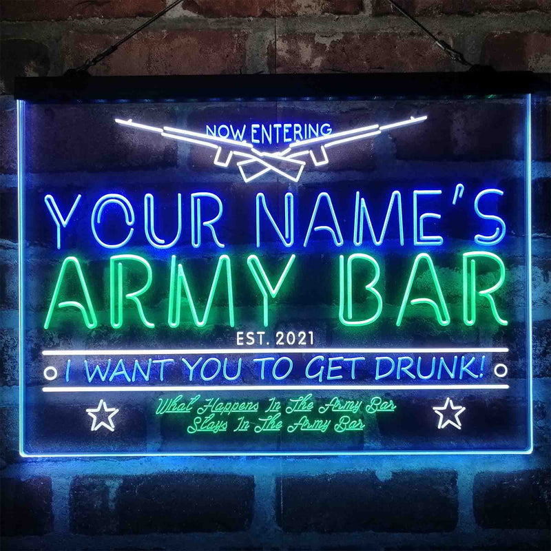 Personalized Army Bar Deluxe App-Enabled 3-Color LED Light Sign - LED Gift Works