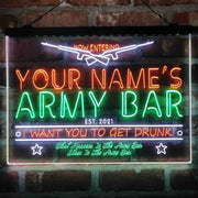 Personalized Army Bar Deluxe App-Enabled 3-Color LED Light Sign - LED Gift Works