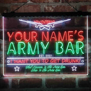 Personalized Army Bar Deluxe App-Enabled 3-Color LED Light Sign - LED Gift Works