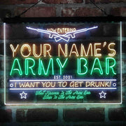 Personalized Army Bar Deluxe App-Enabled 3-Color LED Light Sign - LED Gift Works