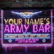 Personalized Army Bar Deluxe App-Enabled 3-Color LED Light Sign - LED Gift Works