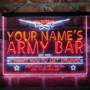Personalized Army Bar Deluxe App-Enabled 3-Color LED Light Sign - LED Gift Works
