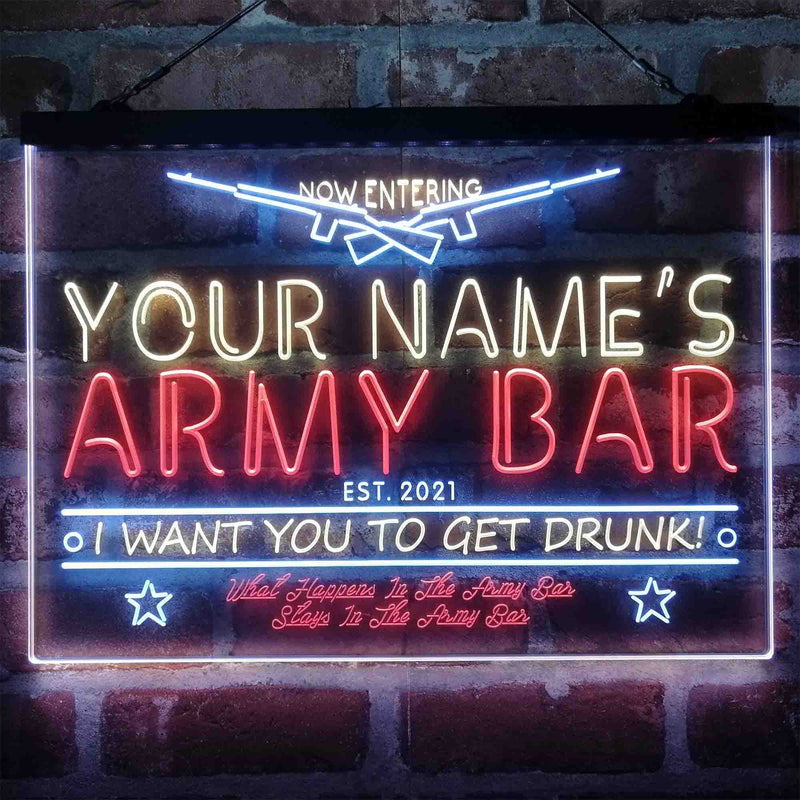 Personalized Army Bar Deluxe App-Enabled 3-Color LED Light Sign - LED Gift Works