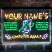 Personalized Computer Repair Shop Deluxe App-Enabled 3-Color LED Light Sign | LED Wall Decor - LED Gift Works