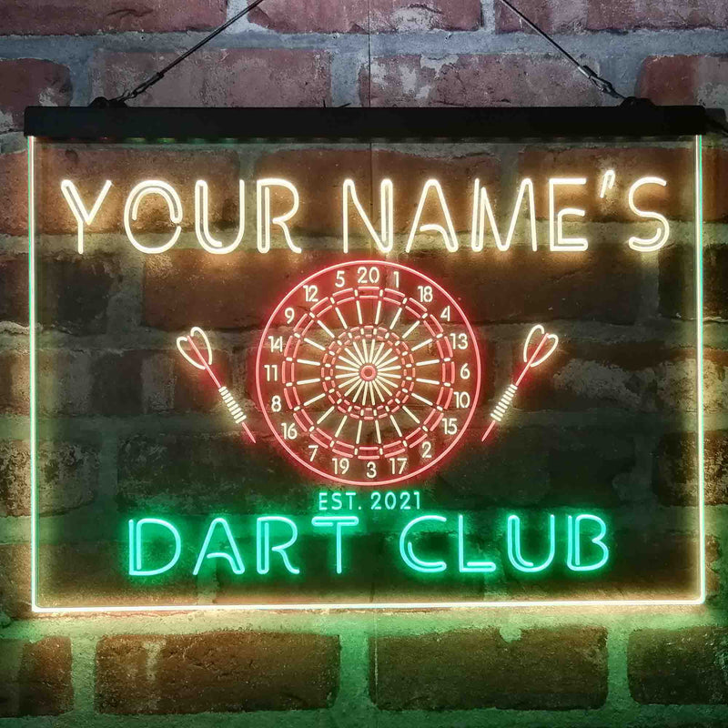 Personalized Dart Club Bar Deluxe App-Enabled 3-Color LED Light Sign - LED Gift Works