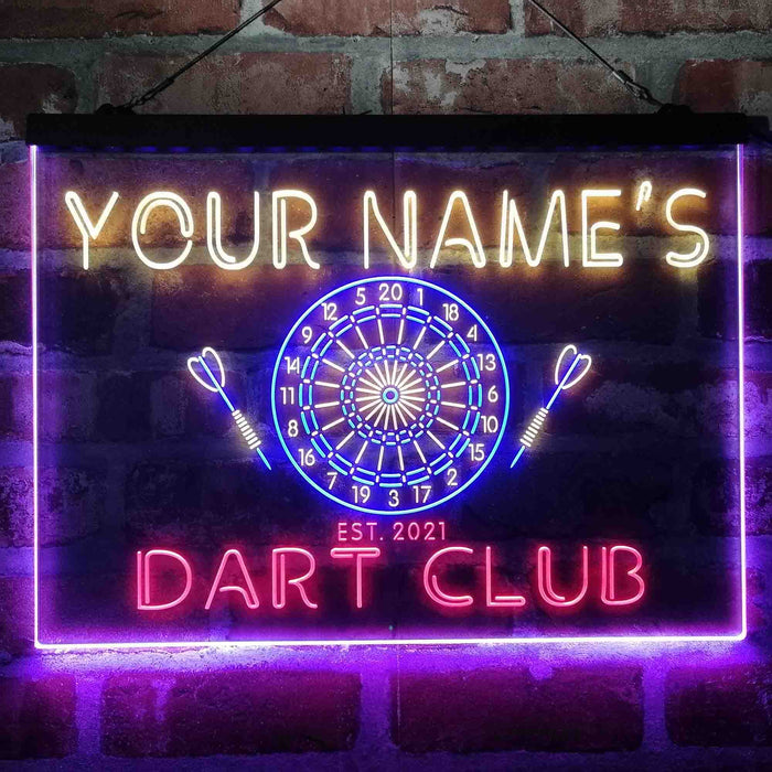 Personalized Dart Club Bar Deluxe App-Enabled 3-Color LED Light Sign - Way Up Gifts