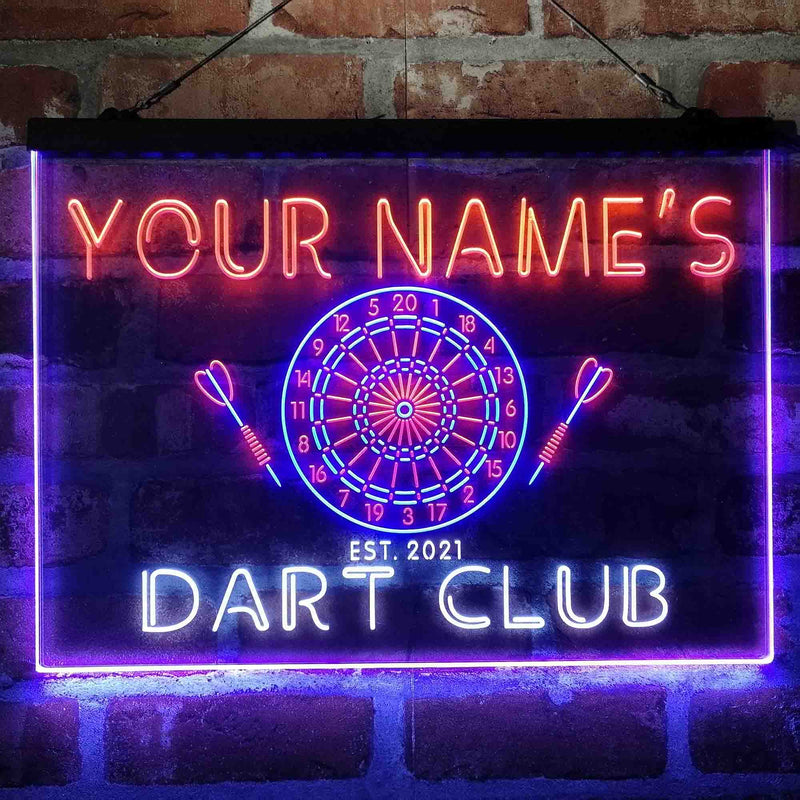 Personalized Dart Club Bar Deluxe App-Enabled 3-Color LED Light Sign - LED Gift Works