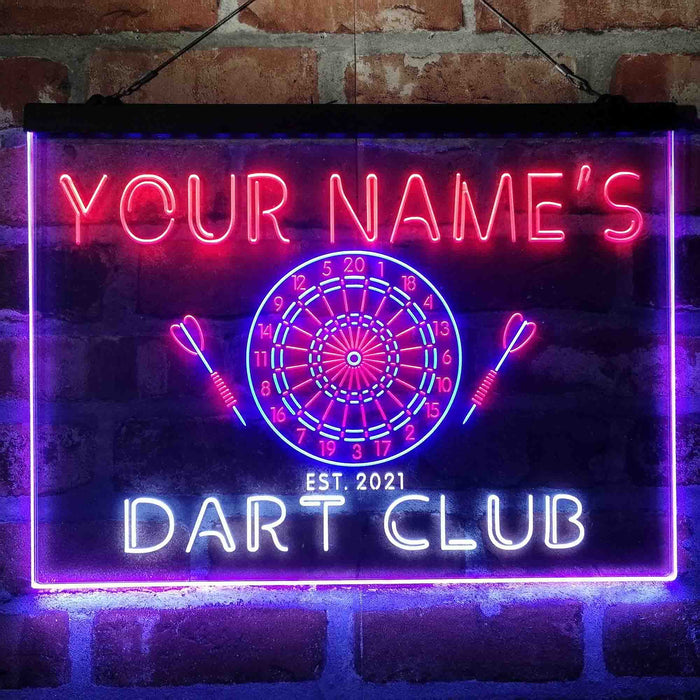 Personalized Dart Club Bar Deluxe App-Enabled 3-Color LED Light Sign - Way Up Gifts