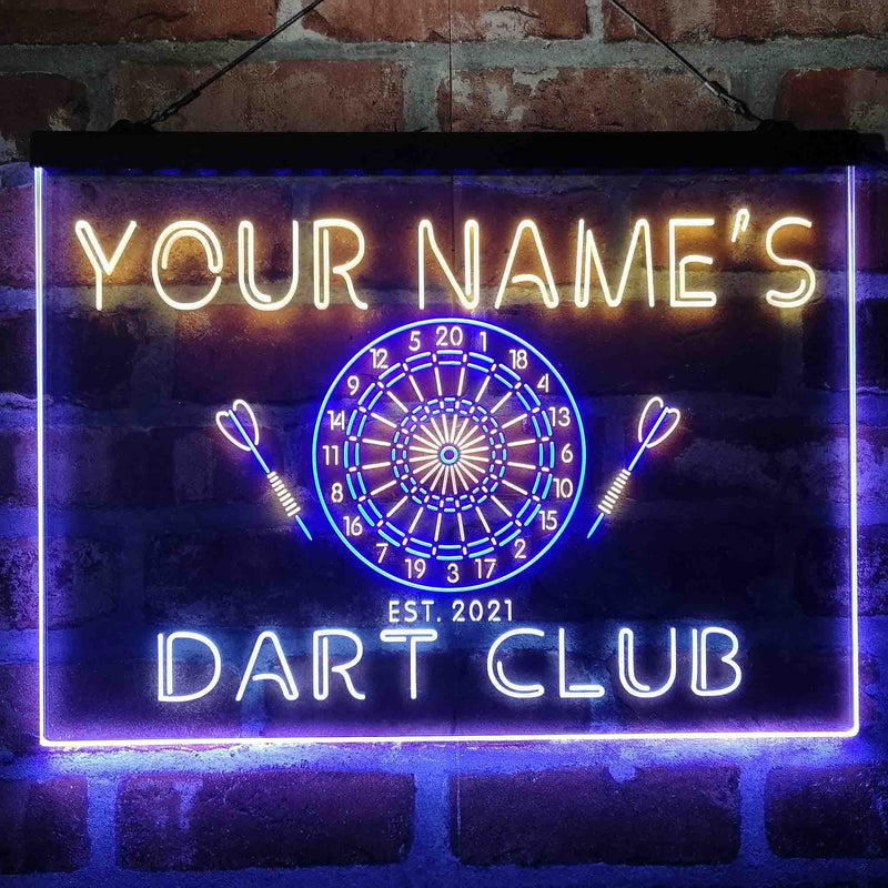 Personalized Dart Club Bar Deluxe App-Enabled 3-Color LED Light Sign - LED Gift Works