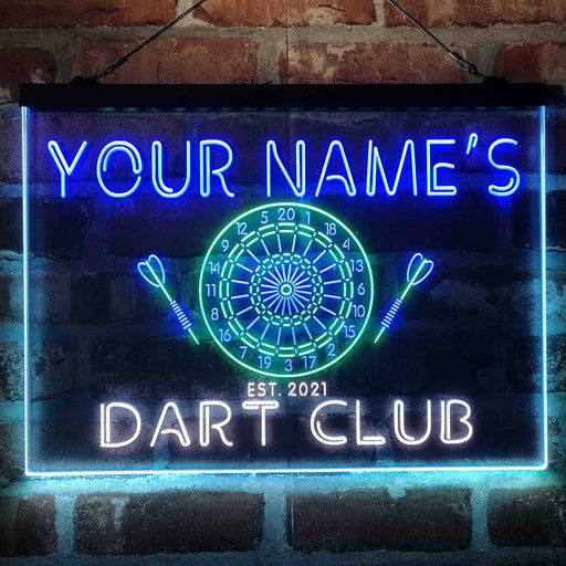 Personalized Dart Club Bar Deluxe App-Enabled 3-Color LED Light Sign - LED Gift Works