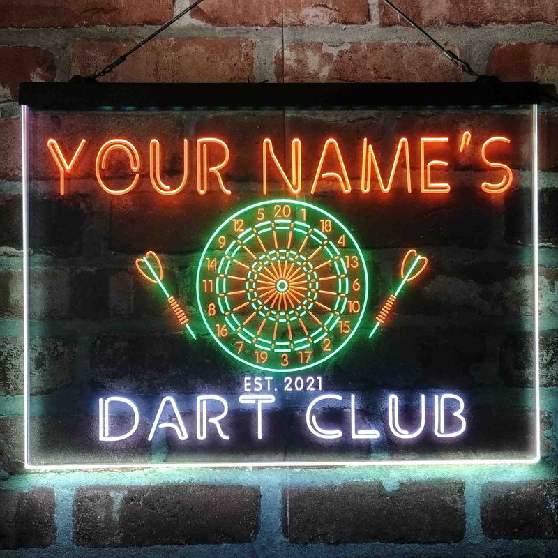 Personalized Dart Club Bar Deluxe App-Enabled 3-Color LED Light Sign - LED Gift Works