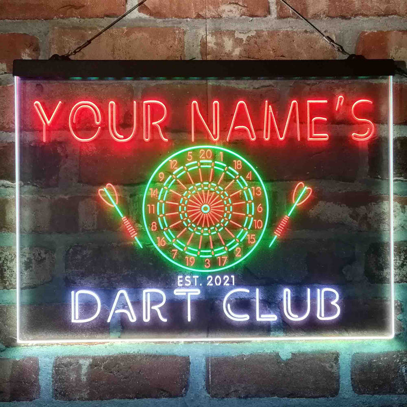 Personalized Dart Club Bar Deluxe App-Enabled 3-Color LED Light Sign - LED Gift Works