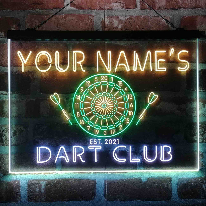Personalized Dart Club Bar Deluxe App-Enabled 3-Color LED Light Sign - LED Gift Works