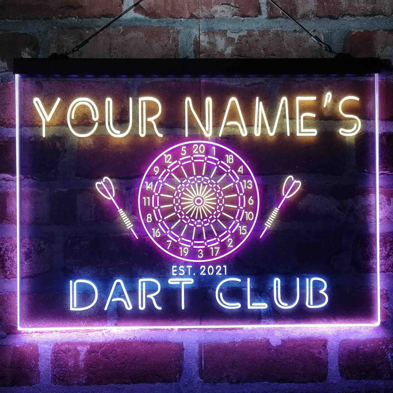 Personalized Dart Club Bar Deluxe App-Enabled 3-Color LED Light Sign - LED Gift Works