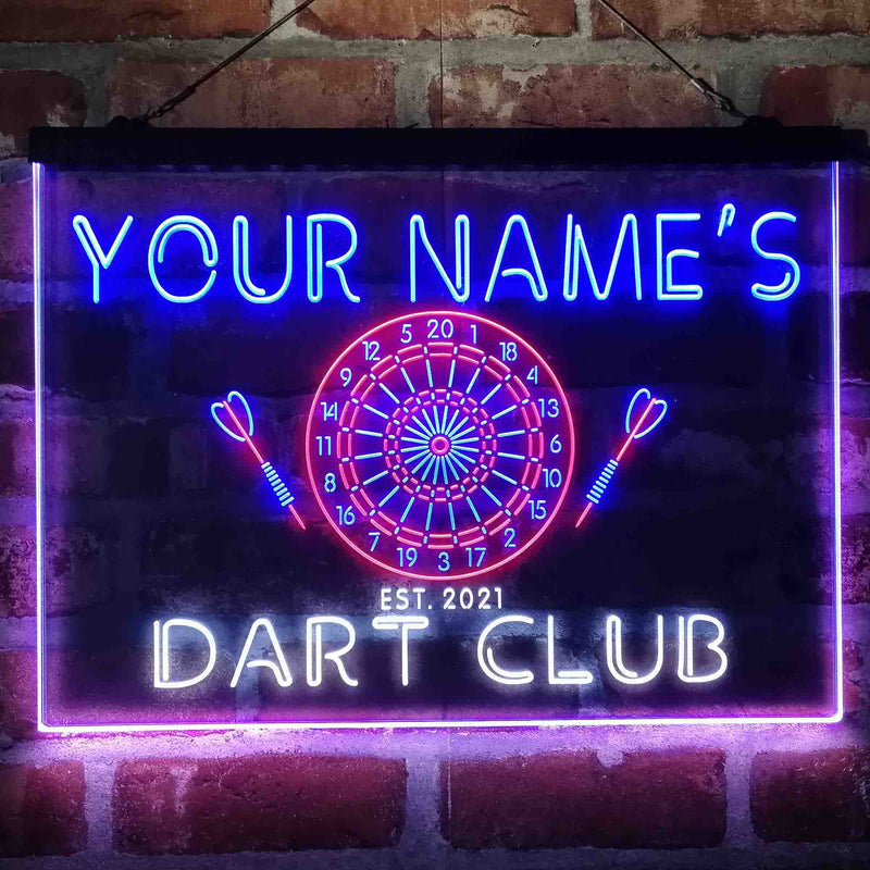 Personalized Dart Club Bar Deluxe App-Enabled 3-Color LED Light Sign - LED Gift Works