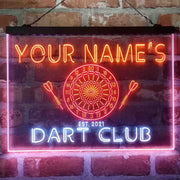 Personalized Dart Club Bar Deluxe App-Enabled 3-Color LED Light Sign - LED Gift Works
