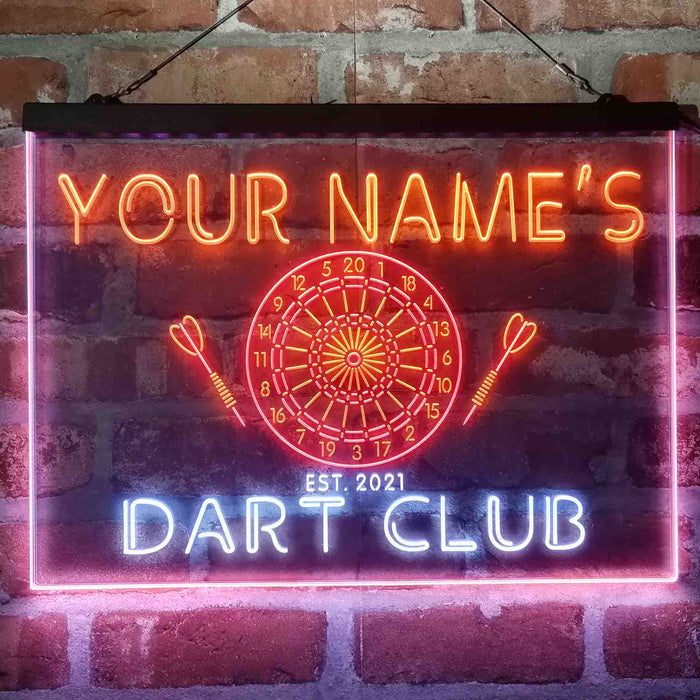 Personalized Dart Club Bar Deluxe App-Enabled 3-Color LED Light Sign - Way Up Gifts