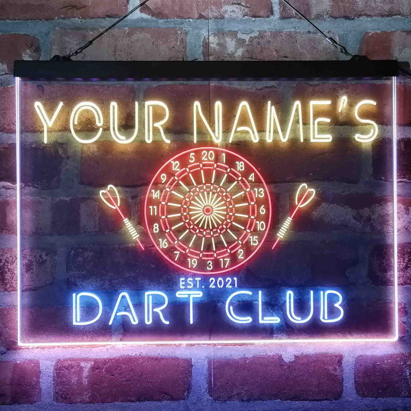 Personalized Dart Club Bar Deluxe App-Enabled 3-Color LED Light Sign - LED Gift Works
