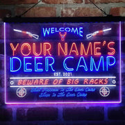 Personalized Deer Hunter Cabin Deluxe App-Enabled 3-Color LED Light Sign - LED Gift Works