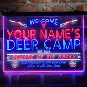 Personalized Deer Hunter Cabin Deluxe App-Enabled 3-Color LED Light Sign - LED Gift Works