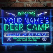 Personalized Deer Hunter Cabin Deluxe App-Enabled 3-Color LED Light Sign - LED Gift Works