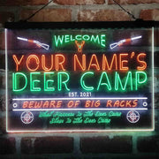 Personalized Deer Hunter Cabin Deluxe App-Enabled 3-Color LED Light Sign - LED Gift Works