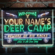 Personalized Deer Hunter Cabin Deluxe App-Enabled 3-Color LED Light Sign - LED Gift Works