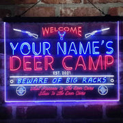Personalized Deer Hunter Cabin Deluxe App-Enabled 3-Color LED Light Sign - LED Gift Works