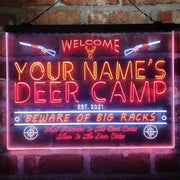 Personalized Deer Hunter Cabin Deluxe App-Enabled 3-Color LED Light Sign - LED Gift Works