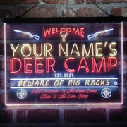 Personalized Deer Hunter Cabin Deluxe App-Enabled 3-Color LED Light Sign - LED Gift Works