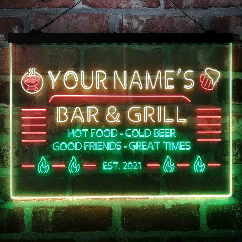 Personalized Bar & Grill Deluxe App-Enabled 3-Color LED Light Sign - LED Gift Works
