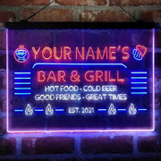 Personalized Bar & Grill Deluxe App-Enabled 3-Color LED Light Sign - LED Gift Works