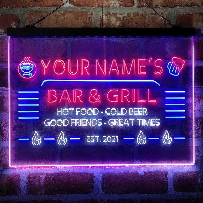 Personalized Bar & Grill Deluxe App-Enabled 3-Color LED Light Sign - Way Up Gifts