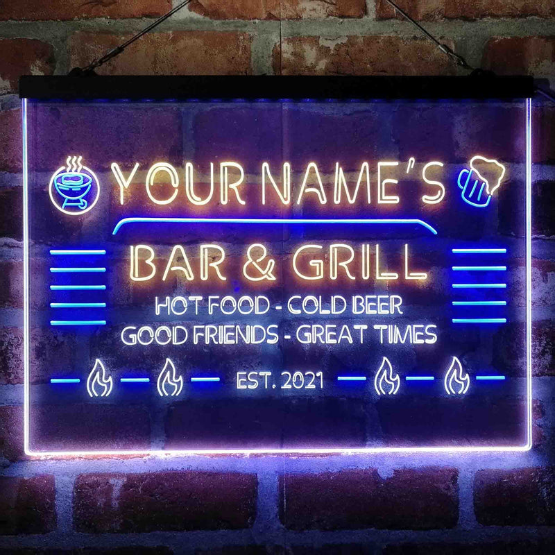Personalized Bar & Grill Deluxe App-Enabled 3-Color LED Light Sign - LED Gift Works
