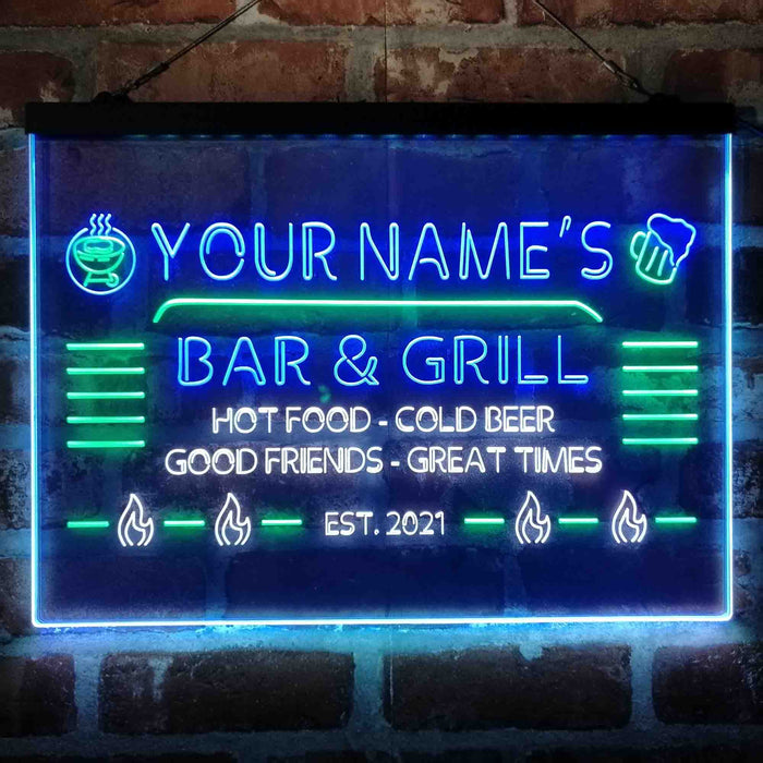 Personalized Bar & Grill Deluxe App-Enabled 3-Color LED Light Sign - Way Up Gifts