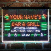 Personalized Bar & Grill Deluxe App-Enabled 3-Color LED Light Sign - LED Gift Works