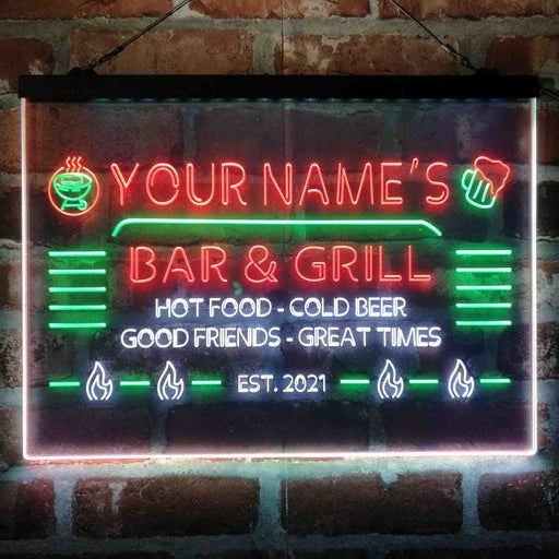 Personalized Bar & Grill Deluxe App-Enabled 3-Color LED Light Sign - Way Up Gifts